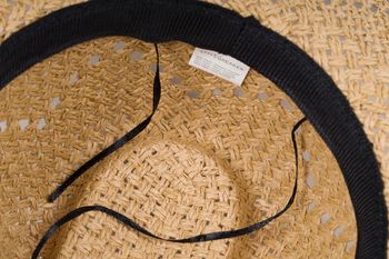 styleBREAKER Unisex Panama Strohhut mit breitem Stoff Zierband, Sommerhut Einfarbig, Papierhut, Sonnenhut 04025044