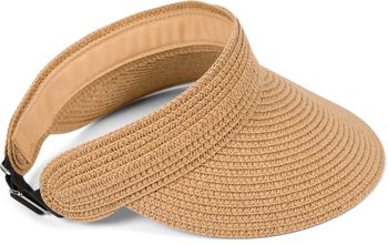 styleBREAKER Damen Papierstroh Visor Cap Einfarbig, Sonnenvisier, Sonnenhut, Schildkappe Uni verstellbar 04023097