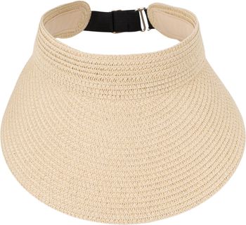 styleBREAKER Damen Papierstroh Visor Cap Einfarbig, Sonnenvisier, Sonnenhut, Schildkappe Uni verstellbar 04023097