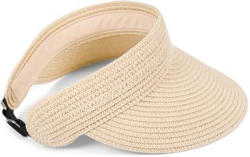 styleBREAKER Damen Papierstroh Visor Cap Einfarbig, Sonnenvisier, Sonnenhut, Schildkappe Uni verstellbar 04023097