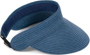 styleBREAKER Papierstroh Visor Cap einfarbig | Sonnenvisier mit elastischem Band und Hakenverschluss | Luftige Schildkappe als Sonnenhut für Damen