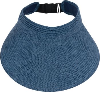 styleBREAKER Papierstroh Visor Cap einfarbig | Sonnenvisier mit elastischem Band und Hakenverschluss | Luftige Schildkappe als Sonnenhut für Damen