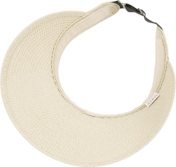 styleBREAKER Papierstroh Visor Cap einfarbig | Sonnenvisier mit elastischem Band und Hakenverschluss | Luftige Schildkappe als Sonnenhut für Damen