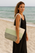 styleBREAKER Große Strandtasche aus Papierstroh mit 3-farbigem Streifen Design | Damen Schultertasche mit Kordelgriffen & Reißverschluss | 52 x 37 x 18 cm