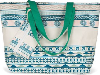 styleBREAKER Damen Strandtasche mit Azteken Muster im Boho Style, Reißverschluss, XXL Schultertasche mit Täschchen, Shopper 02012407