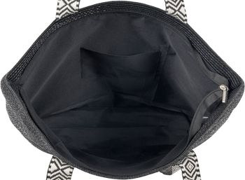 styleBREAKER Damen Papierstroh Strandtasche Einfarbig mit Azteken Muster, Flechttasche Reißverschluss, Schultertasche 02012409