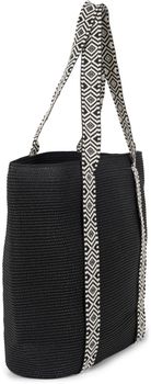 styleBREAKER Damen Papierstroh Strandtasche Einfarbig mit Azteken Muster, Flechttasche Reißverschluss, Schultertasche 02012409