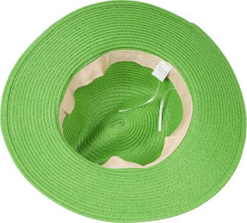 styleBREAKER Damen Panama Sonnenhut Einfarbig mit Stoff Hutband mit Azteken Muster, Strohhut, Schlapphut, Sommerhut, Fedora Hut 04025046