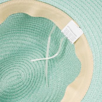 styleBREAKER Damen Panama Sonnenhut Einfarbig mit Stoff Hutband mit Azteken Muster, Strohhut, Schlapphut, Sommerhut, Fedora Hut 04025046