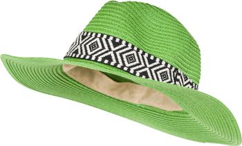styleBREAKER Damen Panama Sonnenhut Einfarbig mit Stoff Hutband mit Azteken Muster, Strohhut, Schlapphut, Sommerhut, Fedora Hut 04025046