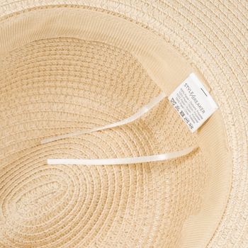 styleBREAKER Damen Panama Sonnenhut Einfarbig mit Stoff Hutband mit Azteken Muster, Strohhut, Schlapphut, Sommerhut, Fedora Hut 04025046