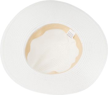 styleBREAKER Damen Panama Sonnenhut Einfarbig mit Stoff Hutband mit Azteken Muster, Strohhut, Schlapphut, Sommerhut, Fedora Hut 04025046