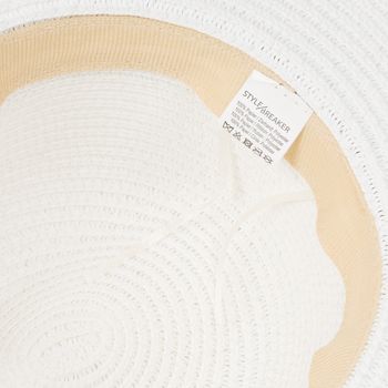 styleBREAKER Damen Panama Sonnenhut Einfarbig mit Stoff Hutband mit Azteken Muster, Strohhut, Schlapphut, Sommerhut, Fedora Hut 04025046