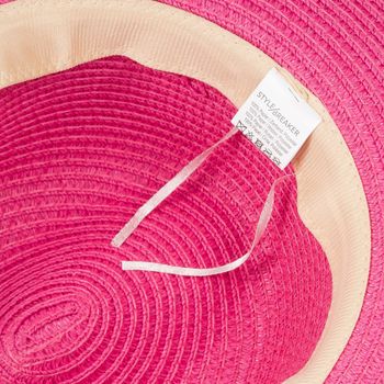 styleBREAKER Damen Panama Sonnenhut Einfarbig mit Stoff Hutband mit Azteken Muster, Strohhut, Schlapphut, Sommerhut, Fedora Hut 04025046