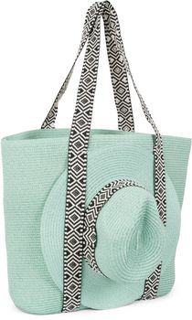 styleBREAKER Damen Panama Sonnenhut Einfarbig mit Stoff Hutband mit Azteken Muster, Strohhut, Schlapphut, Sommerhut, Fedora Hut 04025046