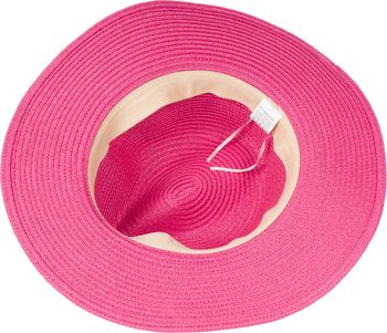 styleBREAKER Damen Panama Sonnenhut Einfarbig mit Stoff Hutband mit Azteken Muster, Strohhut, Schlapphut, Sommerhut, Fedora Hut 04025046
