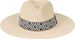 styleBREAKER Damen Panama Sonnenhut Einfarbig mit Stoff Hutband mit Azteken Muster, Strohhut, Schlapphut, Sommerhut, Fedora Hut 04025046