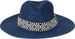 styleBREAKER Damen Panama Sonnenhut Einfarbig mit Stoff Hutband mit Azteken Muster, Strohhut, Schlapphut, Sommerhut, Fedora Hut 04025046
