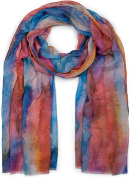 styleBREAKER Damen Schal mit buntem Aquarell Farbverlauf Muster, leichtes sommerliches Tuch mehrfarbig 01016240