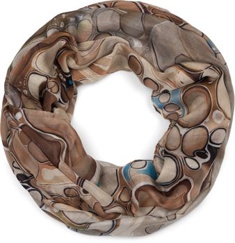 styleBREAKER Damen Loop Schal mit buntem Acrylic Pouring Muster, edler Cosmic Flow Schlauchschal mehrfarbig 01017159