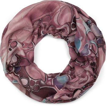 styleBREAKER Damen Loop Schal mit buntem Acrylic Pouring Muster, edler Cosmic Flow Schlauchschal mehrfarbig 01017159