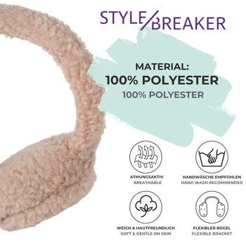 styleBREAKER Damen Ohrenschützer aus Teddyplüsch | Flauschige Earmuffs mit flexiblem Bügel | Warme Teddyfell Ohrenwärmer für Winter Spaziergänge und Freizeit