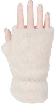 styleBREAKER Damen fingerlose Handschuhe aus kuscheligem Kunstfell – Warme Einfarbige Winterhandschuhe in Teddyfell Optik 09010049