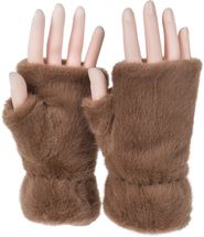 Fingerlose Handschuhe Kunstfell Einfarbig