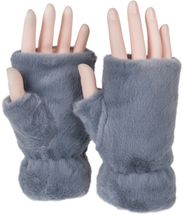 Fingerlose Handschuhe Kunstfell Einfarbig