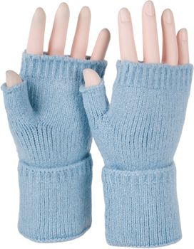 styleBREAKER Damen Fingerlose Strickhandschuhe Einfarbig mit Bund, warme Winter Handschuhe 09010052