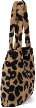 styleBREAKER Damen Beuteltasche in Teddyfell Optik mit Leo Muster – Stylische Schultertasche mit breiten Henkeln, Animal Print 02012410