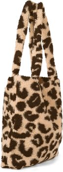 styleBREAKER Damen Shopper Tasche Teddyfell Optik Leo Muster | Große Schultertasche & Beuteltasche | Weiche Viskose & Magnetverschluss | Animal Print Plüsch Bag für Herbst Winter