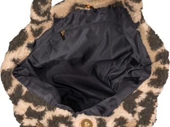styleBREAKER Damen Shopper Tasche Teddyfell Optik Leo Muster | Große Schultertasche & Beuteltasche | Weiche Viskose & Magnetverschluss | Animal Print Plüsch Bag für Herbst Winter