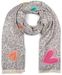 styleBREAKER Damen Schal mit Leopardenmuster und Herz-Stickerei – Weicher, warmer und luxuriöser Schal mit Fransen 01017164
