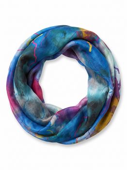 styleBREAKER Damen Loop Schal Aquarell Glow | leichter Schlauchschal 83x48 cm | weiche Viskose | farbenfrohes Boho Tuch für Frühling & Sommer