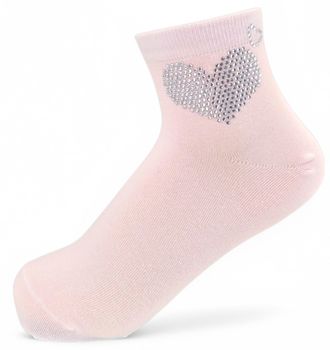 styleBREAKER Damen Socken mit Strass Herz Applikation | knöchellang mit Elastikbund | weicher Baumwoll-Mix | One Size 36-41 EU
