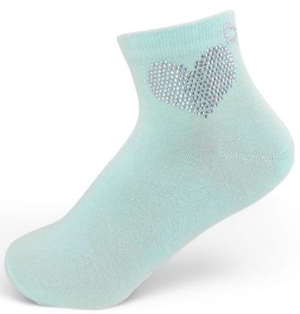 styleBREAKER Damen Socken mit Strass Herz Applikation | knöchellang mit Elastikbund | weicher Baumwoll-Mix | One Size 36-41 EU
