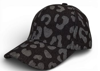 styleBREAKER Baseball Cap Jeans mit Leo Muster | 6-Panel Kappe aus Baumwolle verstellbar | Unisex Basecap Animal Print für Sport & Freizeit