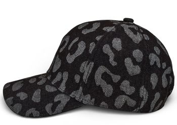 styleBREAKER Baseball Cap Jeans mit Leo Muster | 6-Panel Kappe aus Baumwolle verstellbar | Unisex Basecap Animal Print für Sport & Freizeit