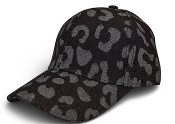 styleBREAKER Baseball Cap Jeans mit Leo Muster | 6-Panel Kappe aus Baumwolle verstellbar | Unisex Basecap Animal Print für Sport & Freizeit