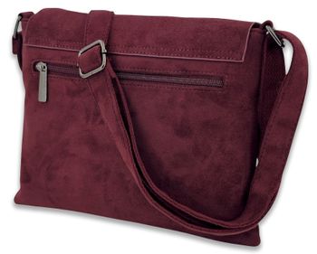 styleBREAKER Damen Umhängetasche samtige Schultertasche | Crossbody Bag mit Umschlag, Magnetknopf, Reißverschluss & verstellbarem Gurt 28,5 x 25 cm