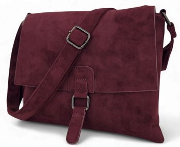 styleBREAKER Damen Umhängetasche samtige Schultertasche | Crossbody Bag mit Umschlag, Magnetknopf, Reißverschluss & verstellbarem Gurt 28,5 x 25 cm