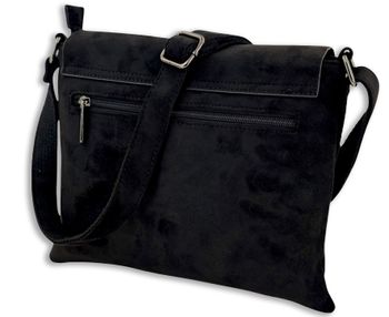 styleBREAKER Damen Umhängetasche samtige Schultertasche | Crossbody Bag mit Umschlag, Magnetknopf, Reißverschluss & verstellbarem Gurt 28,5 x 25 cm