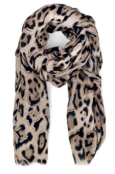 styleBREAKER Damen Schal mit Leoparden Muster und goldenen Metallic Akzenten | weiches langes Tuch mit kurzen Fransen 180 x 88 cm