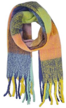 styleBREAKER Damen Webschal mit Karo Muster | Langer Schal mit dicken, langen Fransen | weicher Winter Strickschal warmes Material Stola