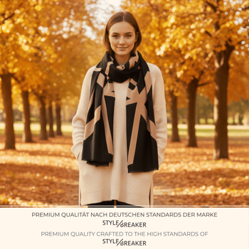 styleBREAKER Damen Schal mit Graphic Lines Muster | Weicher XXL Winterschal | Großes Tuch mit geometrischem Linien Design, Stola, Herbst Winter Accessoire