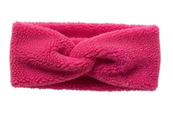 styleBREAKER Damen Stirnband Teddyfleece Optik mit Twist Knoten | Weiches Winter Haarband elastisch | Warmes Kopfband Ohrenwärmer 56-59 cm