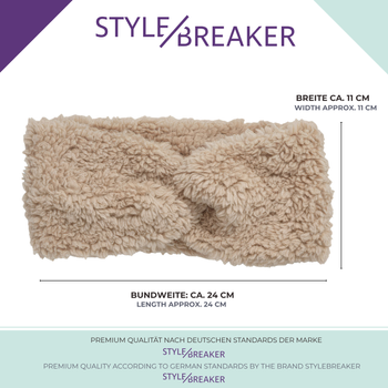 styleBREAKER Damen Stirnband Teddyfleece Optik mit Twist Knoten | Weiches Winter Haarband elastisch | Warmes Kopfband Ohrenwärmer 56-59 cm