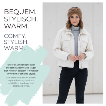 styleBREAKER Damen Stirnband Teddyfleece Optik mit Twist Knoten | Weiches Winter Haarband elastisch | Warmes Kopfband Ohrenwärmer 56-59 cm