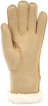 styleBREAKER Damen Winter Handschuhe mit Teddyfleece Futter | Weiche warme Fingerhandschuhe | Modische Wildleder Optik mit dekorativer Naht